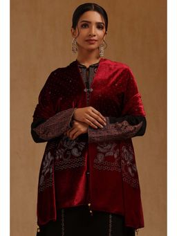 Soch - Womens Maroon Velvet Shawl