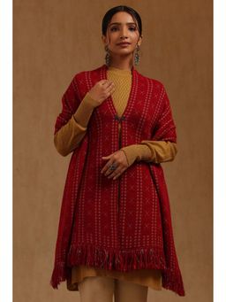 Soch - Womens Maroon Acrylic Knitted Shawl