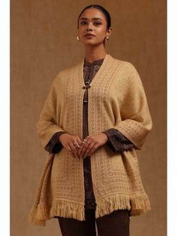 Soch - Womens Beige Acrylic Knitted Shawl