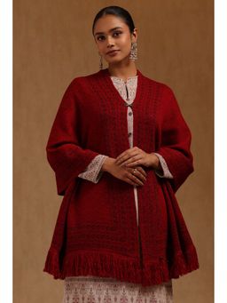 Soch - Womens Maroon Acrylic Knitted Shawl