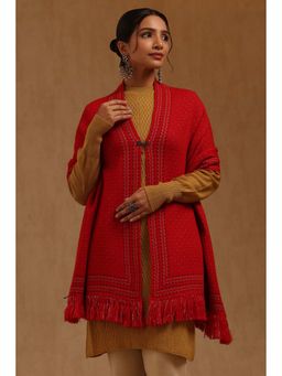 Soch - Womens Red Acrylic Knitted Shawl