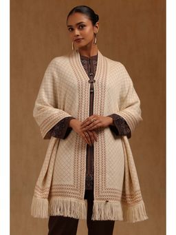 Soch - Womens Off White Acrylic Knitted Shawl
