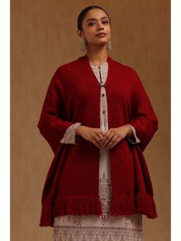 Soch - Womens Maroon Acrylic Knitted Shawl