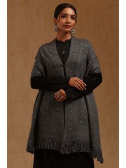 Soch - Womens Grey Acrylic Knitted Shawl