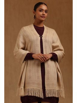 Soch - Womens Beige Acrylic Knitted Winter Shawl