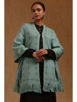 Soch - Womens Turquoise Blue Acrylic Knitted Winter Shawl