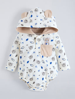 Hopscotch - White Teddy Applique Cotton Bodysuit