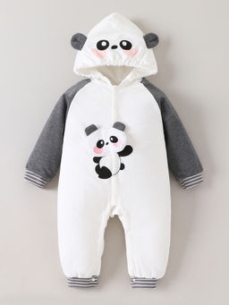 Hopscotch - Off White Panda Applique Romper