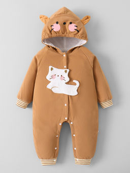 Hopscotch - Brown Kitty Applique Romper