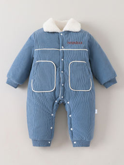 Hopscotch - Blue Teddy Back Textured Romper