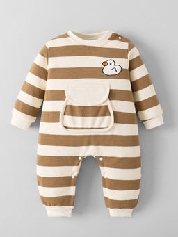Hopscotch - Brown Duck Stripes Romper