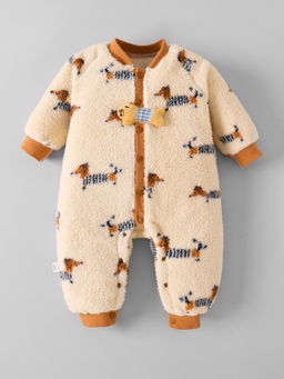 Hopscotch - Beige Dog Applique Romper