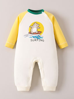 Hopscotch - White Graphic Teddy Cotton Romper