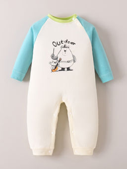 Hopscotch - White Graphic Animal Cotton Romper