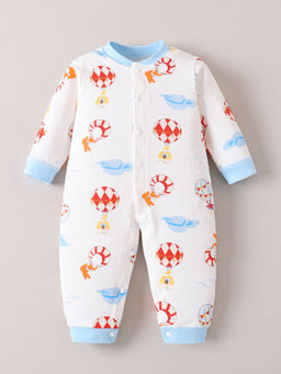 Hopscotch - White Teddy Hot Air Balloon Cotton Romper