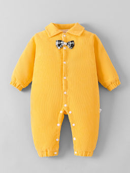 Hopscotch - Mustard Bow Applique Romper