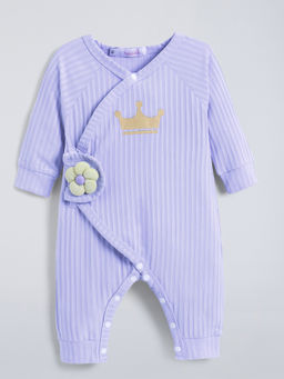 Hopscotch - Lavender Striped Floral Applique Romper