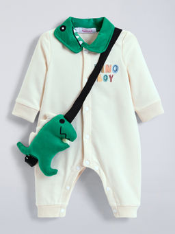 Hopscotch - Off White Text Romper with Bag