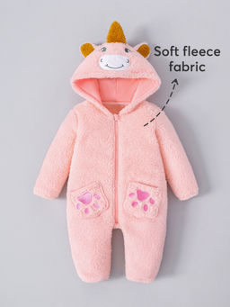 Hopscotch - Pink Unicorn Applique Textured Romper