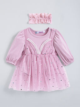 Hopscotch - Lace Purple Embellished Bodysuit with Headband