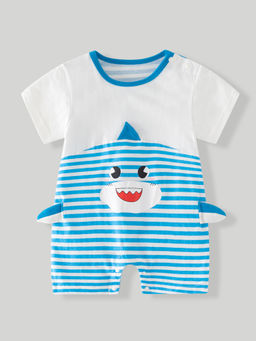 Hopscotch - Blue Shark Applique Romper