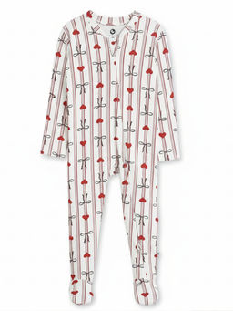 Cocoon Care - Multi-Color Bow Heart Printed Full Sleeves Baby Sleepsuit