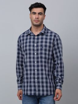 Cantabil - Men Navy Blue Casual Shirt