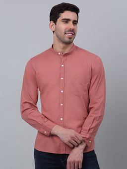 Cantabil - Men Peach Solid Cotton Full Sleeve Casual Shirt