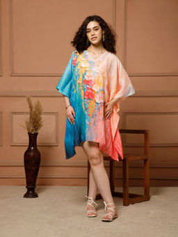 Aditi Wasan - V-Neck Cotton Mini Kaftan Dress