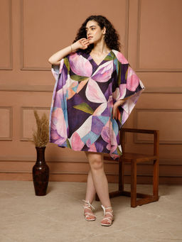 Aditi Wasan - V-Neck Cotton Mini Kaftan Dress