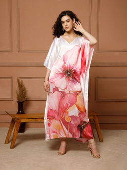 Aditi Wasan - V-Neck Satin Kaftan Maxi Dress