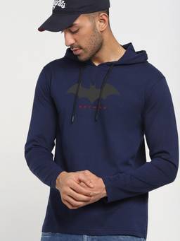 Bewakoof - Official DC Men's Blue Batman Outline (BML) Graphic Printed Hoodie