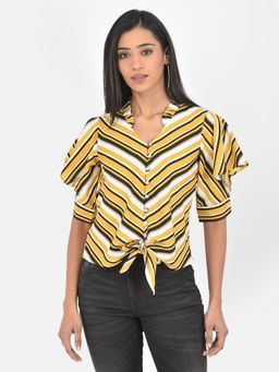 Latin Quarters - Mustard Half Sleeve Polyester Printed Blouse