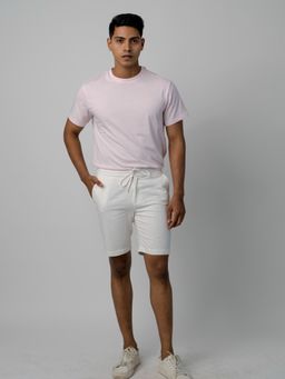 KINGDOM OF WHITE - Leap Stretch Drawstring Cotton Linen White Shorts