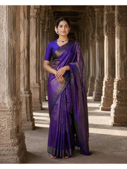 AMRUTKALA SAREES - Purple Designer Banarasi Silk Kanjivaram Saree
