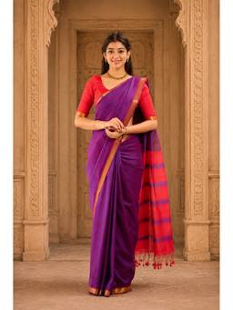 AMRUTKALA SAREES - Purple Designer Cotton Silk Kanjivaram Saree