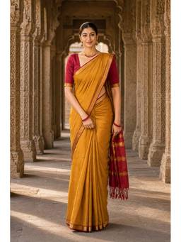 AMRUTKALA SAREES - Mustard Woven Designer Banarasi Silk Kanjivaram Saree