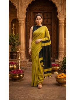 AMRUTKALA SAREES - Green Designer Cotton Silk Kanjivaram Saree