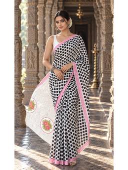 AMRUTKALA SAREES - White Designer Linen Printed Saree