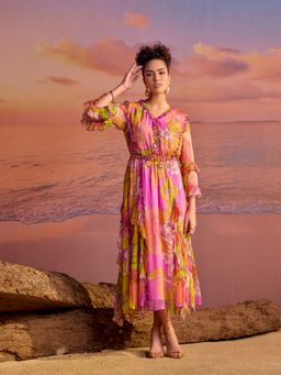 BOHO-CHIC By Sukriti Jain - Ruffled Printed Midi Dress