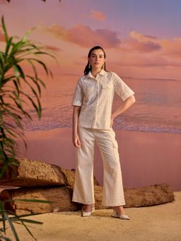 BOHO-CHIC By Sukriti Jain - Classic Cut Work Embroidered Anglaise Shirt and Pants (Set of 2)