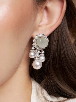 The Jewel Factor - Grey Jade Blossom Earrings