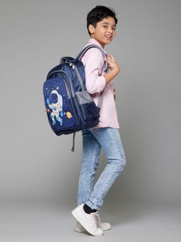 The Clownfish - Kidventure Series Kids School Bag with Free Pencil Pouch-Black Astronaut (Set of 2)