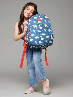 The Clownfish - Cosmic Critters Kids School Bag with Free Pencil Pouch-Blue Helicopter (Set of 2)