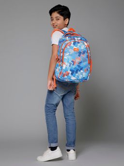 The Clownfish - Scholastic Series Kids School Bag with Free Pencil Pouch-Blue Orange (Set of 2)