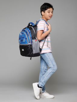 The Clownfish - Edu Trek Series Kids School Bag with Free Pencil Pouch-Blue Football (Set of 2)