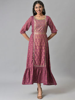 Aurelia - Mauve Floral Midi Dress