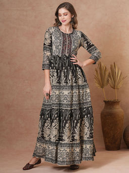 FASHOR - Brown Floral Maxi Dress