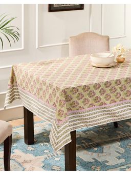 Fabindia - Green Cotton Printed Table Cover- 6Seater