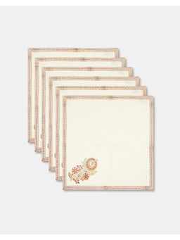 Fabindia - Beige Cotton Printed Napkin Set of 6